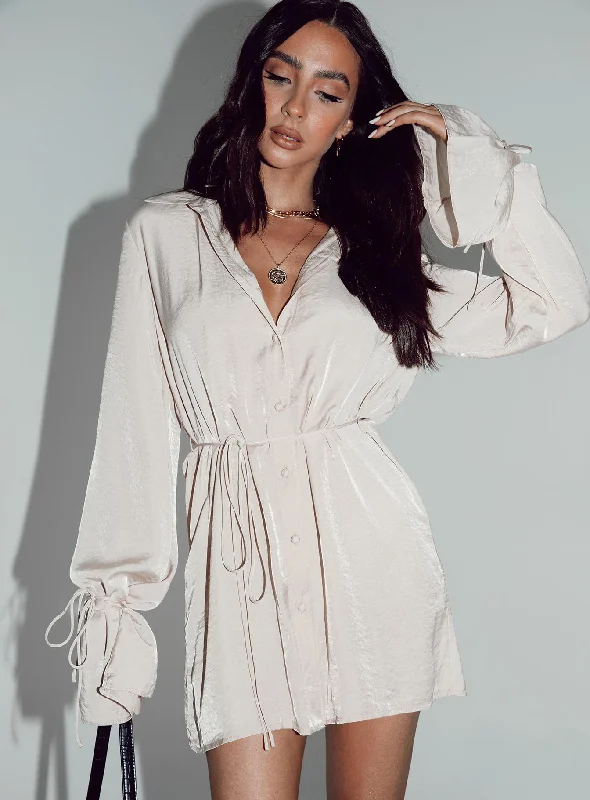 Forbidden Mini Dress Beige Forbidden Mini Dress Beige