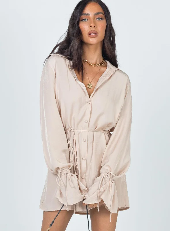 Forbidden Mini Dress Beige Forbidden Mini Dress Beige
