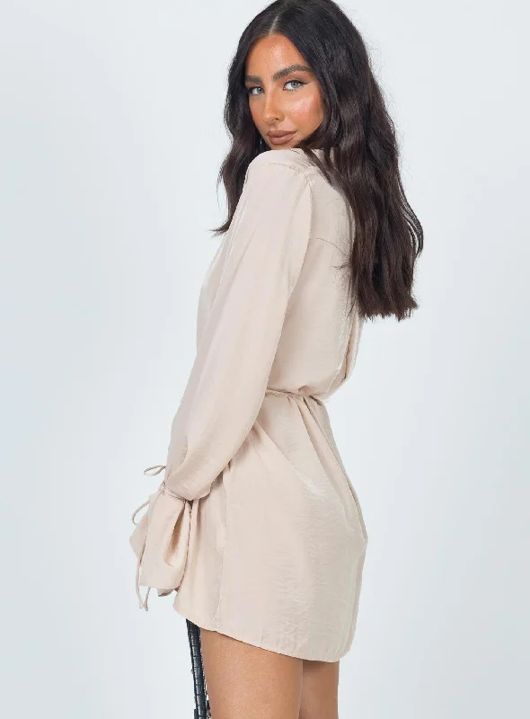 Forbidden Mini Dress Beige Forbidden Mini Dress Beige