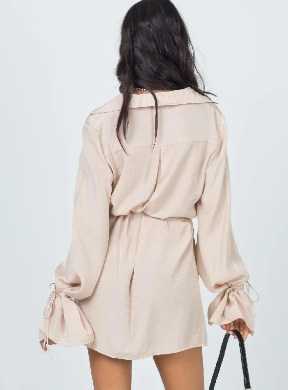 Forbidden Mini Dress Beige Forbidden Mini Dress Beige