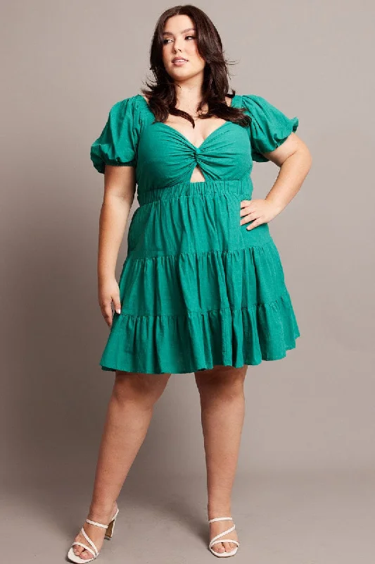 Green Cut Out Twist Mini Dress Green Cut Out Twist Mini Dress