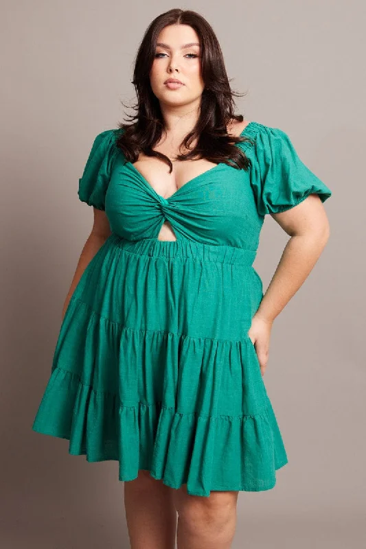 Green Cut Out Twist Mini Dress Green Cut Out Twist Mini Dress