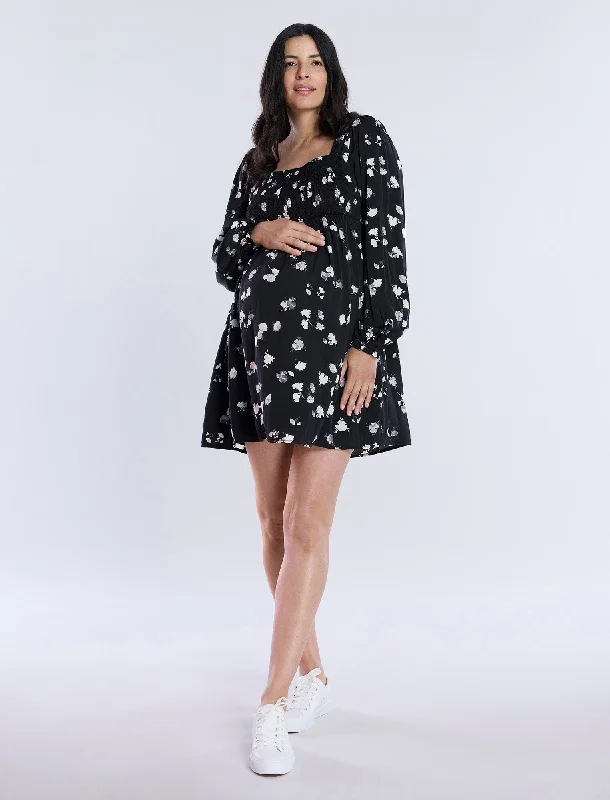 Long Sleeve Smocked Babydoll Dress