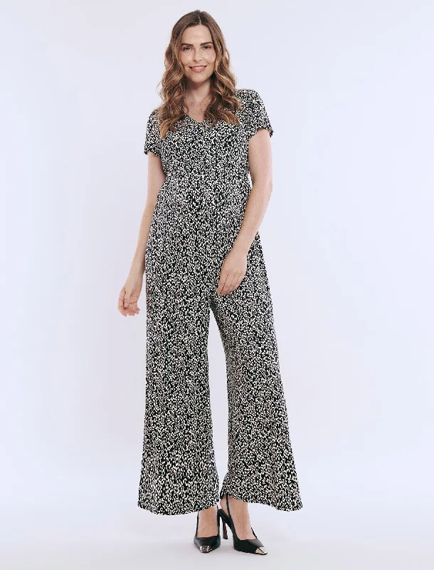 Short Sleeve V-Neck Jumpsuit