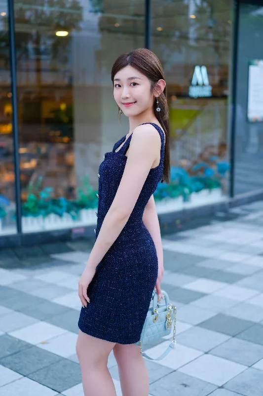 Megan Black Tweed Dress