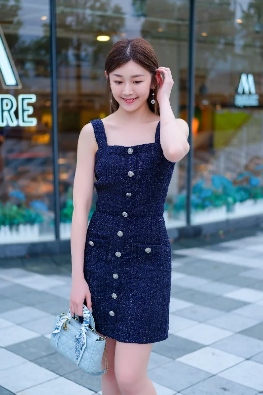 Megan Black Tweed Dress